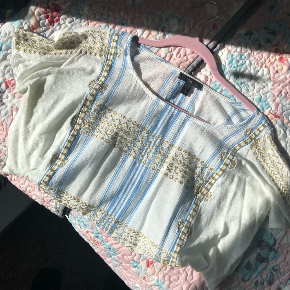 J Crew Linen Shirt w/ Gold Embroidery ✨